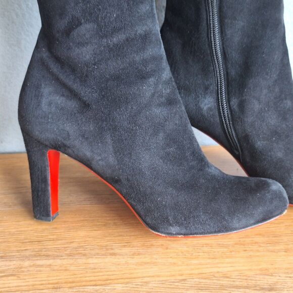Christian Louboutin Miss Tack 70 Boots Women’s 7.5 Black Suede 37.5 Heeled - Picture 9 of 16